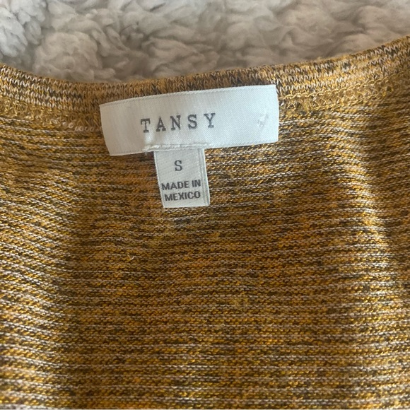 Tansy Shirt Womens Small Gold Orange Yellow Peplum Top Buttons Short Sleeve - Picture 2 of 8